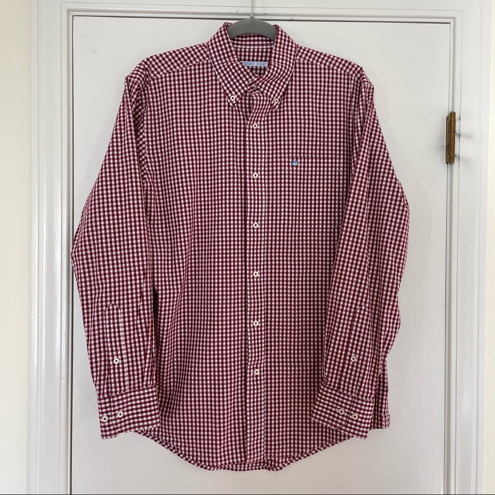 Men’s Southern Tide red gingham shirt